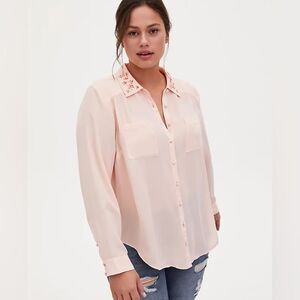 Torrid Georgette Embellished Collar Button Front Blouse Size 4X
